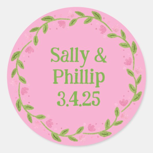 Sticker Rond Été Breeze Tulipe rose Fleur Wreath (Devant)