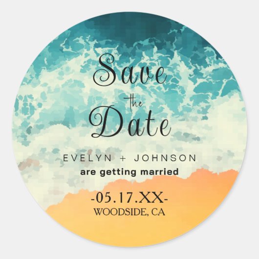 Sticker Rond Eté Contemporain Ocean Beach Mariage (Devant)