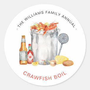 Sticker Rond Été Crawfish Boire  Biscuits à ébullition à basse 