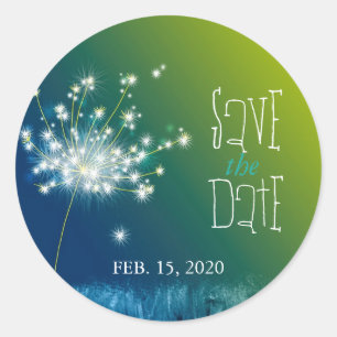 Sticker Rond Été Dandelion Mariage Enregistrer la date