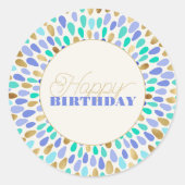 Sticker Rond Été Fleur d'or bleu éclate (Devant)