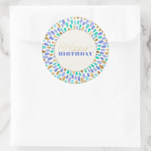 Sticker Rond Été Fleur d'or bleu éclate (Sac)