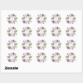 Sticker Rond Été Floral Violet En Mariage Fleur (Feuille)