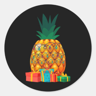 Sticker Rond Été Hawaïen Fruit Tropical Ananas Noël