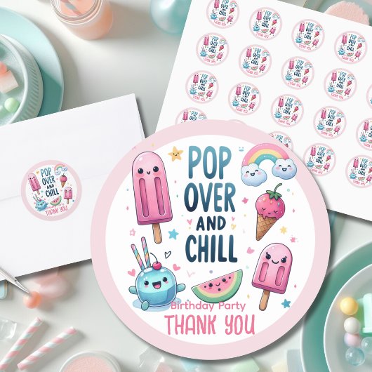 Sticker Rond Été Ice Pop Popsicle Crème de glace Anniversaire E
