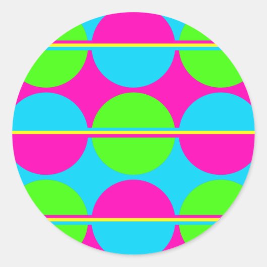 Sticker Rond Été Lime Vert Hot rose Turquoise Cercles rayures (Devant)