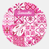 Sticker Rond Eté majolica rouge Sicilienne Méditerranée (Devant)