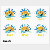Sticker Rond Été Nature "Lake Day Lazy" Vibes extérieures Desig (Feuille)