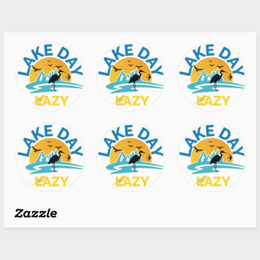 Sticker Rond Été Nature "Lake Day Lazy" Vibes extérieures Desig (Feuille)