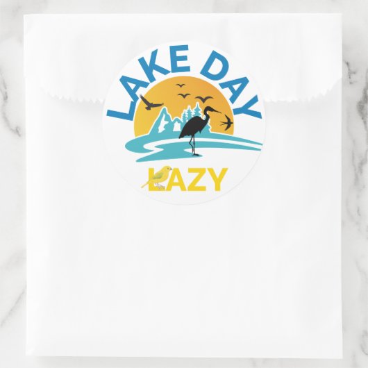 Sticker Rond Été Nature "Lake Day Lazy" Vibes extérieures Desig (Sac)