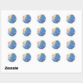 Sticker Rond Été Ocean Whale Turtle & Lighthouse (Feuille)