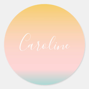 Sticker Rond Été Pastel Gradient   Nom de script personnalisé