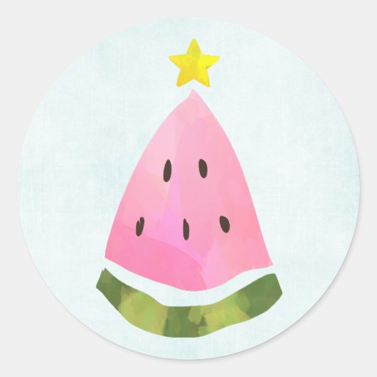 Sticker Rond Eté Pastèque Noël Arbre de Noël (Devant)