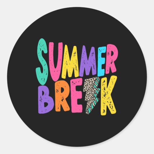 Sticker Rond Été Pause Enseignants Vie Leopard Bolt Vacation W (Devant)