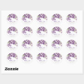 Sticker Rond Été Purple Delicate Violet Fleurs Merci (Feuille)