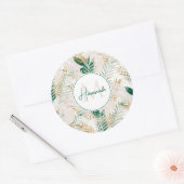 Sticker Rond Été Tropical Green Gold Palm Foliage Verdure (Enveloppe)