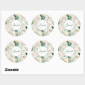 Sticker Rond Été Tropical Green Gold Palm Foliage Verdure (Feuille)
