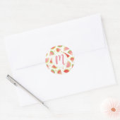 Sticker Rond Eté Watermelon Slices & Gold Heart Motif (Enveloppe)