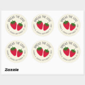 Sticker Rond Étendre l'amour fraise couple Favor (Feuille)
