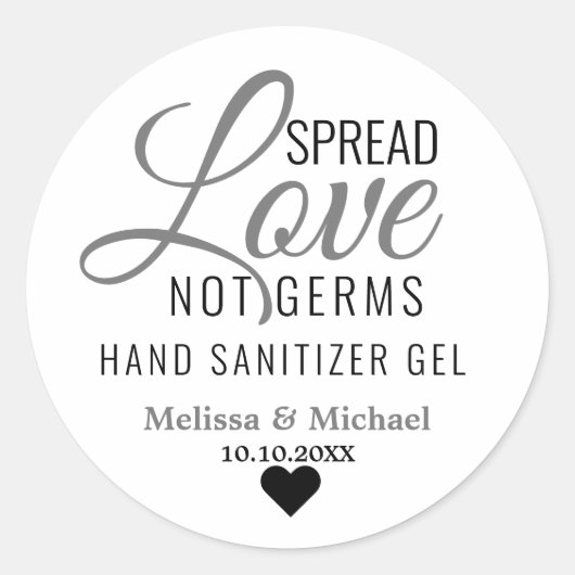 Sticker Rond Étendre l'amour non Germes main Sanitizer mariage  (Devant)