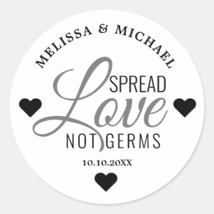 Sticker Rond Étendre l'amour non Germes main Sanitizer mariage