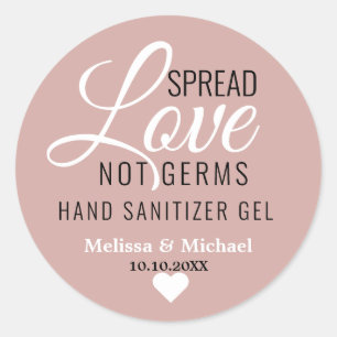 Sticker Rond Étendre L'Amour Pas Les Germes Dusty Rose Mariage