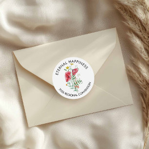 Sticker Rond Eternal Happiness 2026 Convention avec fleurs