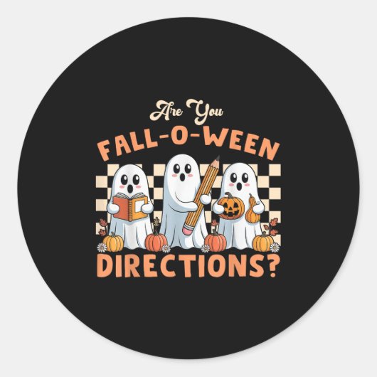 Sticker Rond Êtes-vous des directions de chute O Ween Halloween (Devant)