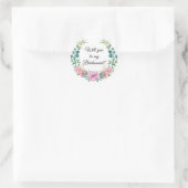 Sticker Rond êtes-vous ma servante d'honneur ? couronne de verd (Sac)