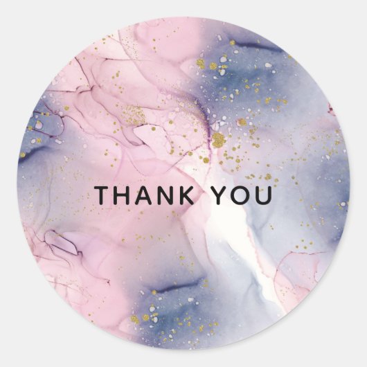 Sticker Rond Ethereal Periwinkle Rose & Gold Inky Imaginaire Pa (Devant)