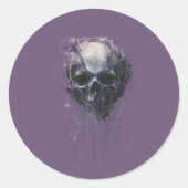 Sticker Rond Ethereal Skull Abstract Grunge Dark Art (Devant)