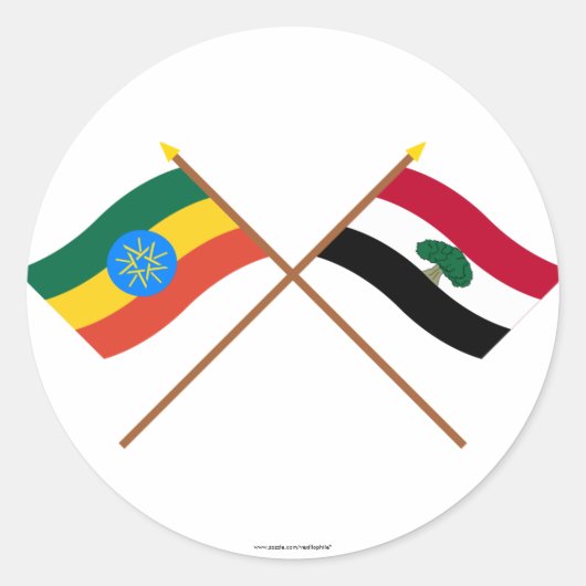 Sticker Rond Ethiopia and Oromia Crossed Flags (Devant)
