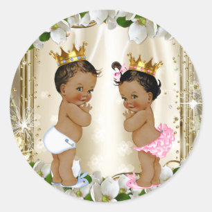 Sticker Rond Ethnic Prince Princess Baby shower de révélation d