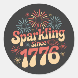 Sticker Rond Étincelant depuis 1776 Fête du 4 juillet patriotiq