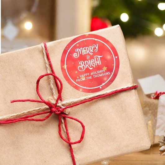 Sticker Rond Étincelle Red Star Merry & Bright