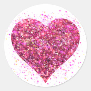 Sticker Rond Étincelle rose parties scintillant coeur amour
