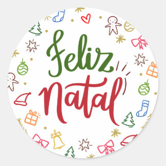 Sticker Rond Etiqueta adesiva de Feliz Natal