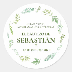 Sticker Rond Etiquetas de agradecimiento para bautizo