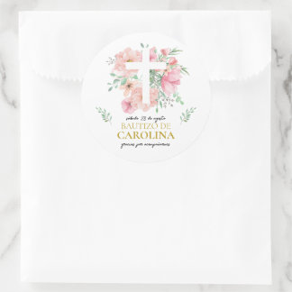 Sticker Rond Etiquetas de agradecimiento para bautizo