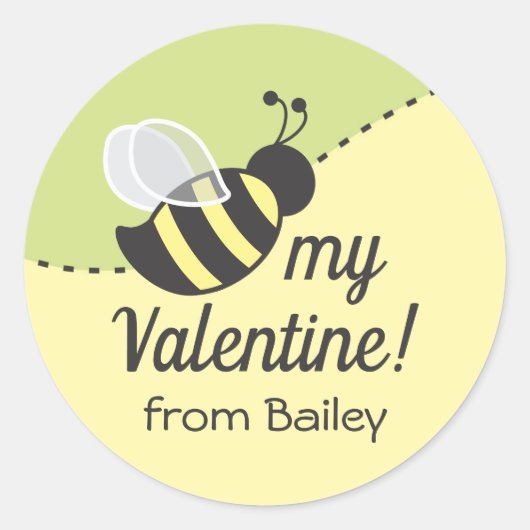 Sticker rond Étiquette Bee My Valentine Favoriser (Devant)