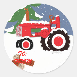 Sticker Rond Étiquette-cadeau du tracteur