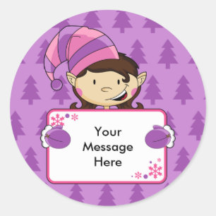 Sticker Rond Étiquette-cadeau pour fille Elf Christmas