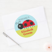 Sticker rond Étiquette de nom Ladybug pour enfants (Enveloppe)