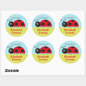 Sticker rond Étiquette de nom Ladybug pour enfants (Feuille)