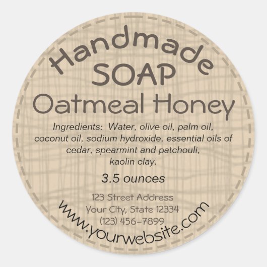 Sticker rond Étiquette de savon fait main pays rus (Devant)