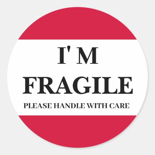 Sticker rond Étiquette fragile rouge (Devant)