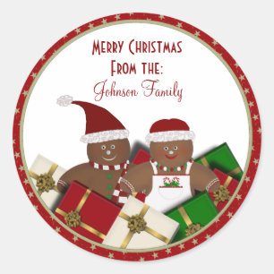 Sticker Rond Étiquettes/autocollants de Noël de couples de pa