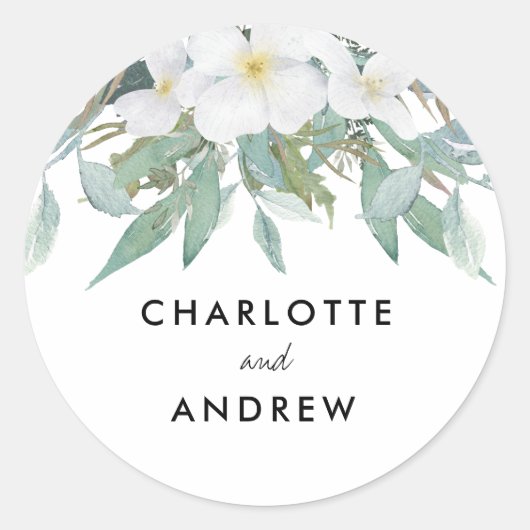 Sticker Rond Étiquettes-cadeaux au eucalyptus simples et élégan (Devant)