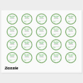 Sticker rond Étiquettes de canne personnalisé vert (Feuille)