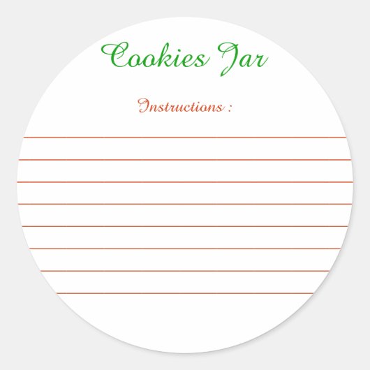Sticker Rond Etiquettes pour instructions de "Cookies Jar" (Devant)